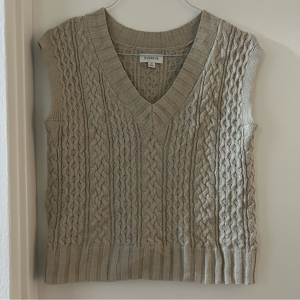 Evereve cable knit tan sweater vest